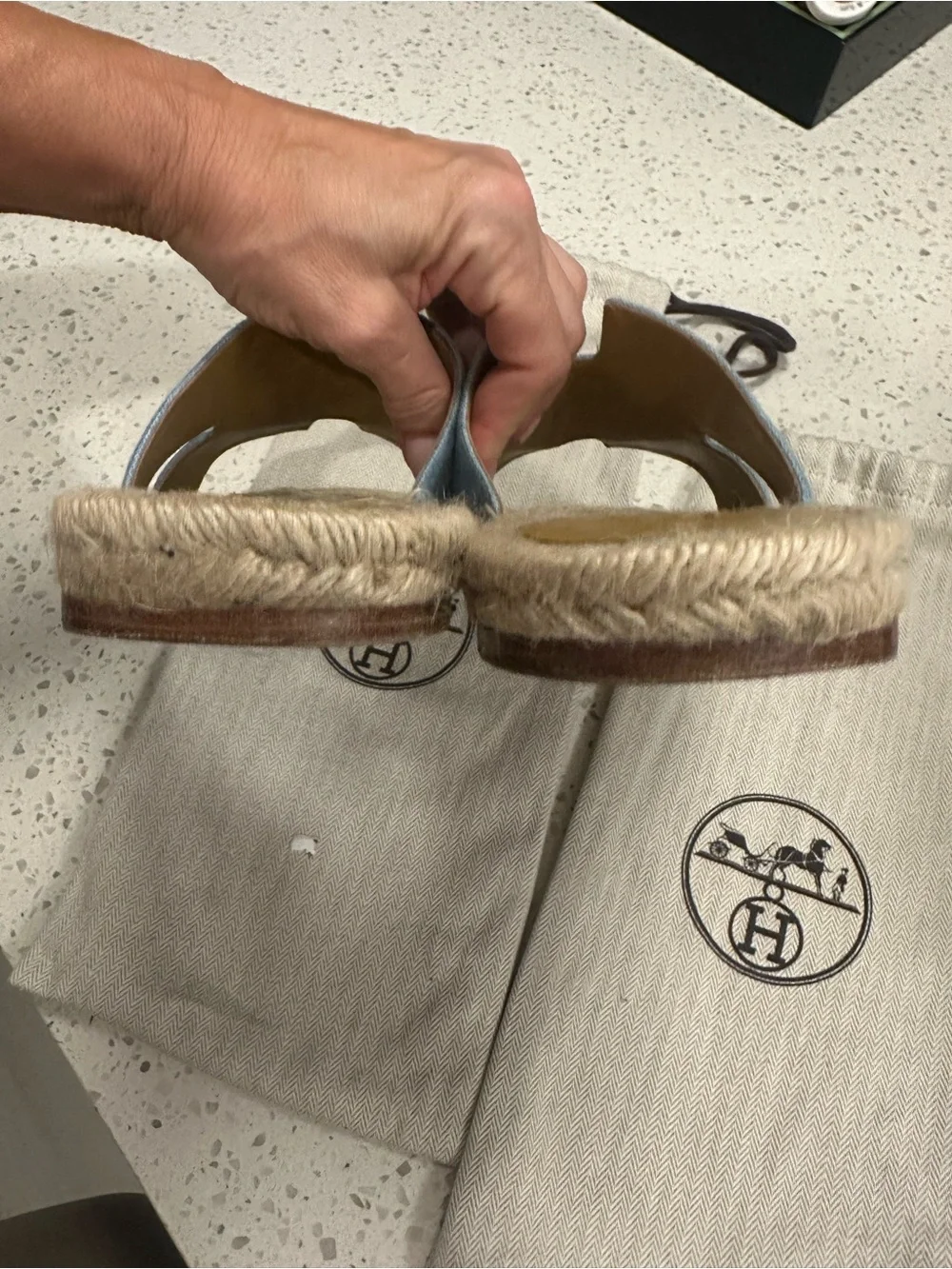 Hermes Antigua Espadrille Denim size 43